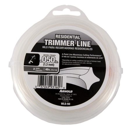 ARNOLD Trimmer Line, 005 in Dia, 40 ft L, Nylon WLS-50
